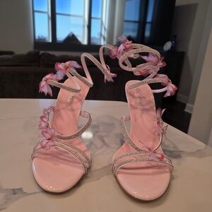 Elegant Pink Floral Women's Heels